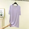 Camisa base fina, vestido plus size, novo produto de verão, mangas três quartos de seda, versátil para atacado transfronteiriço, gola redonda solta, excelente qualidade