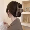 Pinza de garra de felpa de alta gama estilo coreano para el cabello tamaño grande 12 cm pasador para recogido en la parte posterior de la cabeza pinza de tiburón accesorio perezoso para el cabello