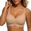 Sujetador inalámbrico de gel de Amazon para mujer, escote en V profundo, sin costuras, suave y cómodo, con tirantes ajustables, soporta y minimiza los bustos grandes