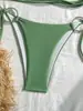 Fonte de Abastecimento Exclusiva Transfronteiriça Amazon Maiô de Duas Peças Liso Europeu e Americano Sexy Cruzado com Amarração Bikini Liso de Nylon