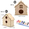 Explosões DIY casa de pássaro de madeira brinquedo ebay Amazon wish comércio exterior Casa de Pássaro crianças pintada grafite gaiola de pássaro