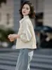 Jaqueta camisa de trabalho feminina, coleção primavera 2026, estilo coreano, caimento solto, jaqueta versátil de manga longa, top casual minimalista coreano para trabalho