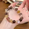 Riqueza y Nobleza Elevadas Pulsera de Cristal Natural Ojo de Tigre Amarillo Súper Siete Negra Atracción de Riqueza Suerte Girando Cuentas Hombres y Mujeres Pulsera de Cristal Blanco