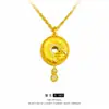 Collar Dorado Arena con Hebilla de Seguridad de Calabaza de Diamante de Punto Antiguo para Mujer Estilo Nacional Nuevo Colgante Chinoiserie Fu Lu Xiangyun Cadena para la Clavícula Venta al por Mayor
