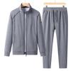 Traje deportivo casual de otoño de manga larga para hombre, algodón puro, suéter tipo papá para correr y fitness, chaqueta, conjunto de tres piezas, conjunto de dos piezas