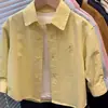 Jaqueta Camisa Nova Infantil Outono/Inverno 2026 para Meninos e Meninas, Top Casual Versátil Bordado para Bebês, Fashionável e Estiloso