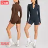 Conjunto de chaqueta de yoga transfronterizo, conjunto de top de manga larga con cremallera de secado rápido, conjunto de pantalones de yoga transpirables que absorben la humedad para deportes de running para mujer