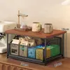Estante de almacenamiento de escritorio para cafetera, bolsitas de té y tazas de agua, cesta de almacenamiento a prueba de polvo tipo cajón, caja de almacenamiento de gabinete para mesa de comedor de encimera