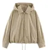 Moda europea y americana transfronteriza para mujer, popular en AliExpress: Chaqueta casual estilo francés con capucha desmontable