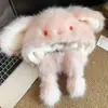 Gorro de peluche de conejo de invierno con orejas móviles, lindo y grueso para abrigar, protección contra el frío y protección para los oídos, haciendo que la cara parezca más pequeña, un gorro Lei Feng