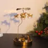 Fabricante original Presente de Natal Dourado bandeja redonda de aço inoxidável Floresta lanterna de aromaterapia castiçal giratório