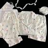 Pijamas Populares Nuevos para Mujer Este Año, Conjunto de Tres Piezas de Algodón Fino de Manga Corta para Mujer de Verano Que se Puede Usar Afuera