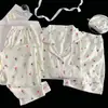 Comercio Exterior Nuevo Verano Algodón Nube Cardigan con Solapa Dibujos Animados Lindos Pantalones Cortos de Manga Corta Ropa de Casa Traje Dulce