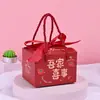 Caixa de Doces para Casamento Portátil Sacola de Presente Acompanhante Chinesa Caixa de Presente de Doces para Noivado Caixa de Embalagem Caixa Vazia Atacado