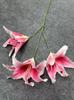 Simulación de lirio de 3 cabezas, rama única, lirio inteligente, flor falsa, decoración de auditorio de boda, flor falsa, hogar, fondo suave, arreglo floral