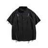 Yidao Vintage 2025 Verão Moda de Rua Masculina Marca Bordado de Letras Solta Casual Manga Curta Camisa Camisa Masculina