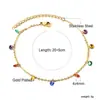 Joyería de pies de venta caliente transfronteriza, Accesorios de lujo ligero modernos y creativos, Tobilleras geométricas de círculo de colores europeo y americano con diamantes, Venta directa del fabricante