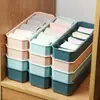 Caja de almacenamiento compartimentada de plástico multifuncional para uso doméstico, organizador apilable para sujetadores, ropa interior y calcetines