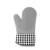 Luvas de Forno de Silicone para Cozinha Microondas Resistentes ao Calor Anti-Escaldamento Isolamento Térmico Xadrez Forradas Dois Dedos Antiderrapantes Espessas