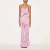 Amazon Cross-Border Europeu e Americano 2025 Moda de Verão Vestido Simples Estampado Sexy Decote V Fenda Alça