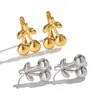 Pendientes Transfronterizos de Acero Inoxidable con Forma de Fruta Cereza Bañados en Oro de 18K, Pendientes Dulces de Dopamina que No se Desvanecen al por Mayor para Mujeres