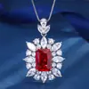 Huabi Joias Base de Cobre Banhada a Ouro Cor de Simulação Tesouro Quadrado Temperamento Luxo Colar com Pingente Pedra Feminina 10*14