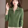 26 Cardigan de Punto con Cremallera en Solapa para Mujer Holgado Muy Bonito Ropa de Abrigo Estilo Otoño/Invierno Chaqueta Suéter Corta para Persona Baja
