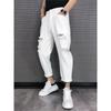 Jeans Masculino Verão 2023 Novo Masculino Rasgado Slim-fit Skinny Tendência Calça Cropped