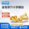 Tornillos de Mango Dorado de Cobre Dorado Imitación, Tornillos para Máquina de Cabeza Redonda Phillips con Arandela, Tornillos para Máquina M3 M4 M5