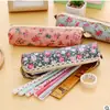Estilo Bosque Elegante Estuche para Lápices Bolsa Coreana de Papelería Lienzo Vintage Floral Lunares Estuche para Lápices Bolsa para Lápices de Comercio Exterior