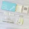 Bandeja de talheres descartáveis de aniversário gaveta pequena conjunto de caixa de presente fabricante de panificação talheres de bolo de plástico prato de jantar louça