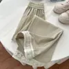 Calça Wide Leg com Costura de Renda Feminina Nova Primavera e Verão Cintura Alta Estreita Reta Casual Jeans Tencel de Alta Qualidade