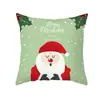 Funda de almohada estampada temática navideña con diseño de Santa Claus y renos de dibujos animados, funda decorativa para cojín de sofá festivo