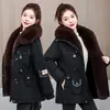 Parka de Moda Inverno 2026 com Gola Grande de Pelo, Casaco de Algodão Feminino Versátil e Quente