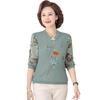 Nueva ropa de primavera y otoño para mamás, camisa de punto de estilo occidental, camiseta de mujer de mediana edad, camisa de manga fina de gasa para personas mayores