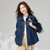 Jaqueta Jeans Estilo Coreano Design Primavera 2026 Simples Casual Versátil Fivela de Cobre Bolso Jaqueta Camisa Jeans para Mulheres