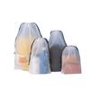 Bolsa Transparente Esmerilada con Cordón al Por Mayor de Plástico Grueso en Blanco Ropa Impermeable Ropa Interior Viaje Bolsa de Almacenamiento