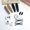 Animal de Pelúcia Orelhas Longas Encaixes de Algodão Olho Nariz Barba Cabelo DIY Enfeites Chapéu Boneca Decoração de Orelha