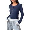 Baifen Clothing2025 Novo Cruzamento Casual Estilo Preguiçoso Gola Redonda Ajuste Slim Bloqueio de Cor Falso Duas Peças Manga Longa para Mulheres