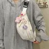 Nova bolsa de peito feminina, bolsa de ombro fofa estilo floresta nicho, fresca e leve, bolsa de cintura versátil bordada plissada