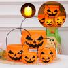 Balde de Abóbora de Halloween Transfronteiriço da Amazon Nova Lanterna de Abóbora Balde de Abóbora Infantil Pote de Doces com Tampa Atacado