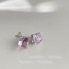 Pendientes de botón con forma de cubo de azúcar tridimensional con diseño de nicho, personalidad femenina, estilo moderno, pendientes de cristal coloridos, pendientes de alta calidad que combinan con todo.