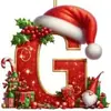 Novos Enfeites de Natal Pendentes Decorações Planas para Árvore de Natal Chapéu Vermelho Letra Inicial com Decoração de Letra Personalização Personalizada