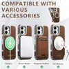 Funda para iPhone 18 Pro Max con Carga Inalámbrica, Succión Magnética, Soporte Giratorio 360°, Hebilla de Anillo, Funda de Cuero