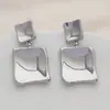 Pendientes de Aguja de Plata Transfronterizos Pendientes de Color Oro Real que Conservan el Color para Mujer Geométricos Redondos Cuadrados Ovalados Aleación Exquisitos Pendientes Brillantes