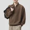 Moletom Masculino Anyang Algodão Europeu Fleece 385G Peso Pesado 2026 Outono/Inverno Novo Estilo Quente Meia-Zíper Gola Alta Manga Longa