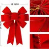 Tela Roja Afelpada Borde Dorado Lazo Decoración Navideña Terciopelo Lazo Creativo Adecuado para Guirnalda Exterior Regalos