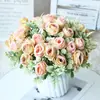 Decoración de Flores Artificiales Transfronteriza de Amazon Ramo de Boda Mesa de Comedor Adornos para Sala de Estar Flor Artificial Rosa Simulada de Tela de Seda