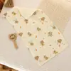 Gasa de Algodón Toalla Pequeña Estampado de Dibujos Animados Crepé Lavado Cuadrado para Bebé Niños Bufanda Chancla Lavado de Cara Guardería