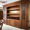 Fábrica de Comercio Exterior Casa Entera Personalizada Sala de Estar Madera Maciza Gabinete de Vino Lujo Americano Empotrado Tronco Nogal Negro Estante para Vino Exportación